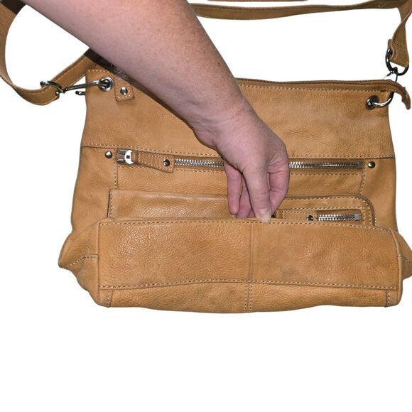 Fossil Genuine Leather Crossbody Shoulder Bag Tan Brown Boho Casual Purse - Picture 3 of 15